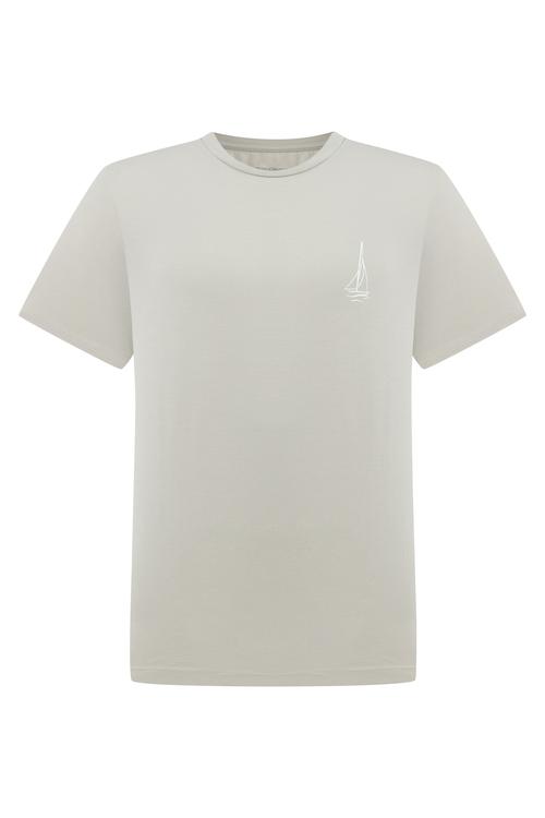  YELKEN BASKILI BİSİKLET YAKA KISA KOLLU T-SHIRT