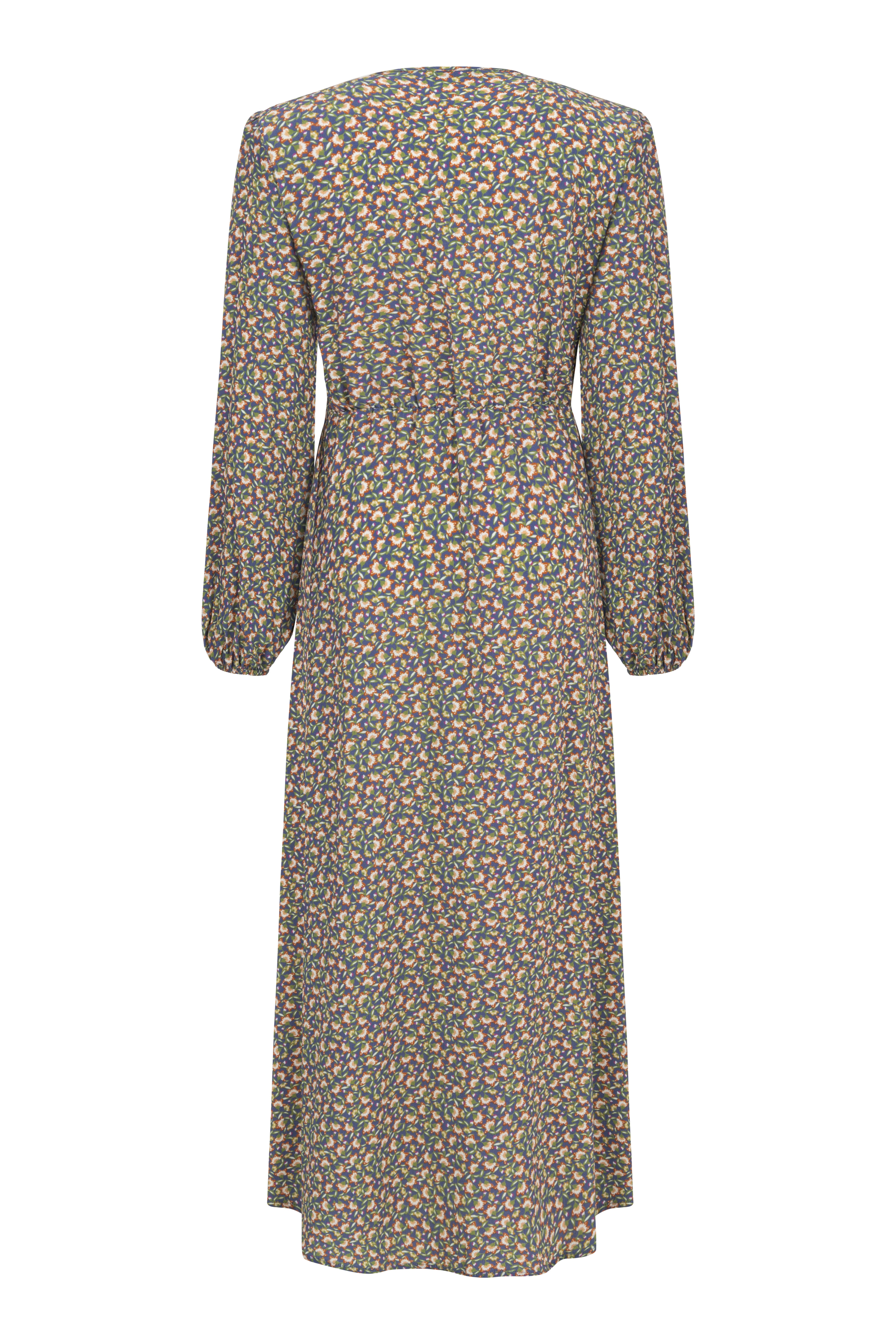 ÇİÇEK DESENLİ KRUVAZE MİDİ ELBİSE