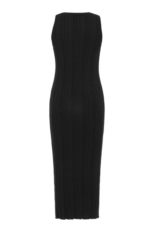  FİTİLLİ KOLSUZ MİDİ TRİKO ELBİSE