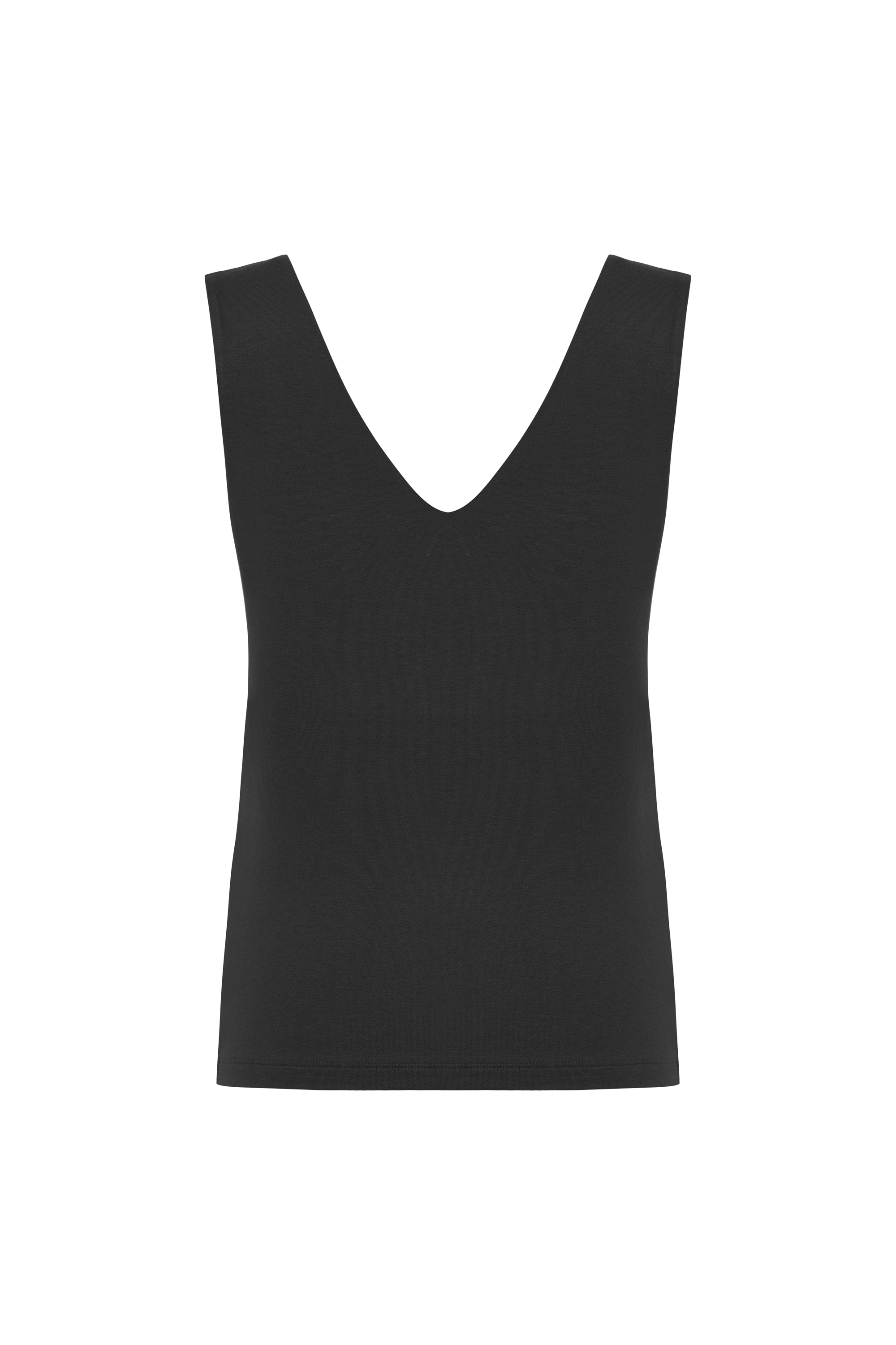 VİSKON KARIŞIMLI V YAKA KOLSUZ BLUZ