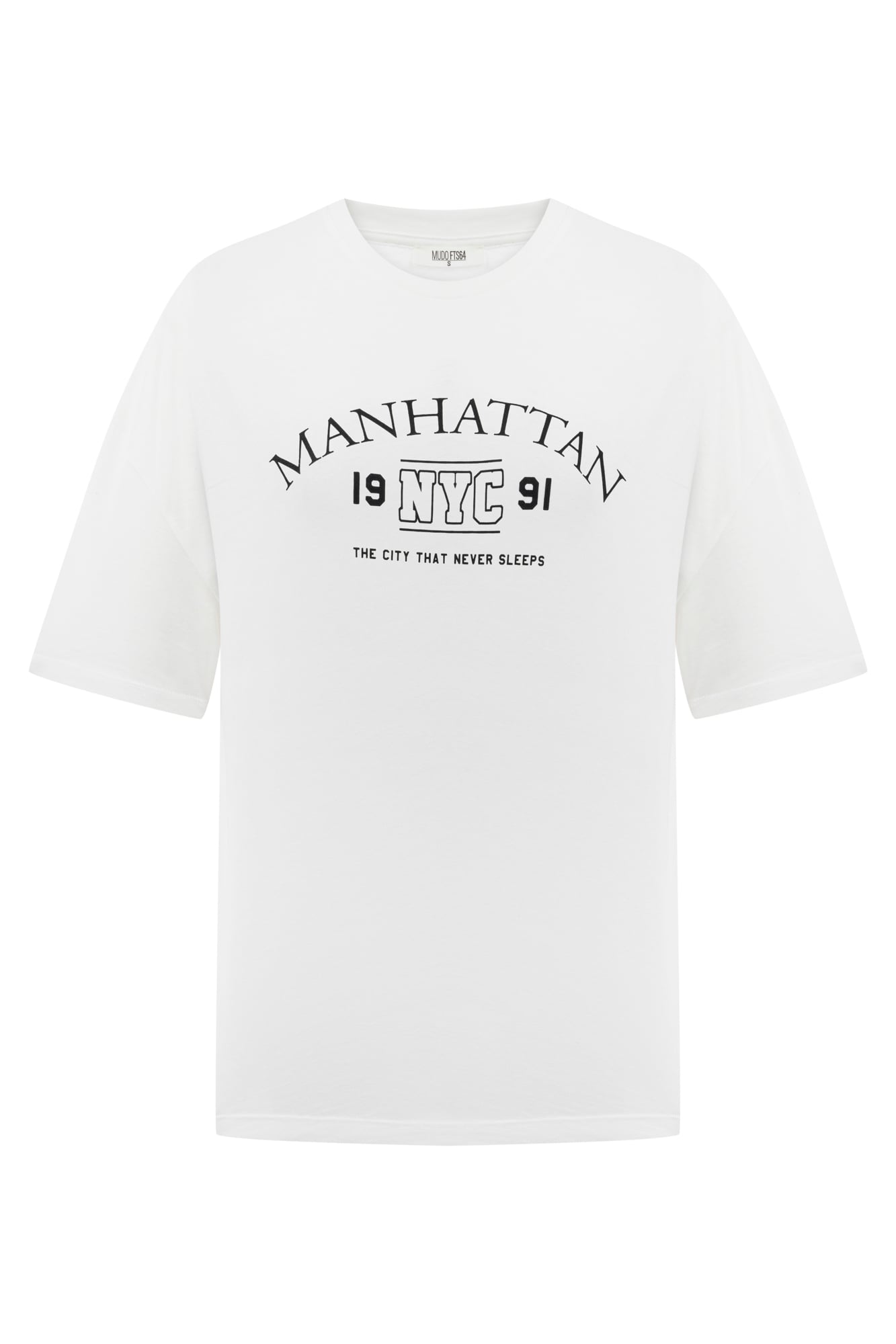 BASKILI BİSİKLET YAKA KISA KOLLU T-SHIRT