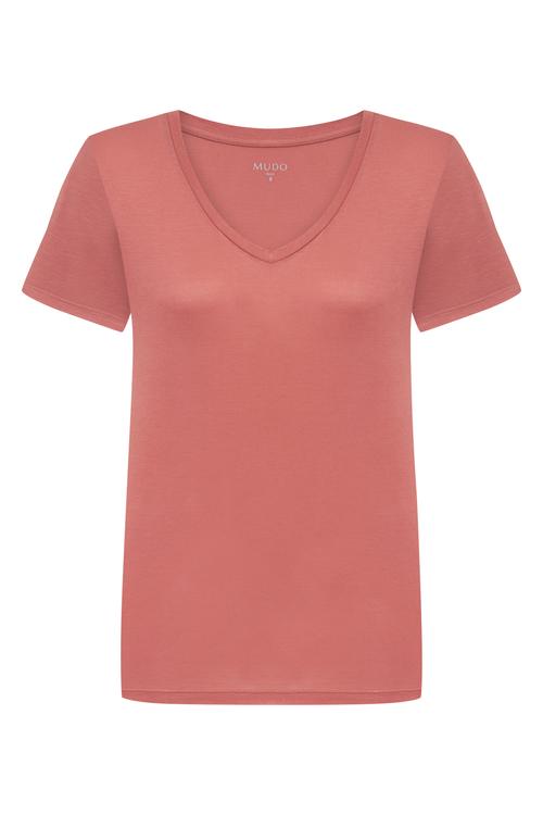  V YAKA KISA KOLLU VİSKON T-SHIRT