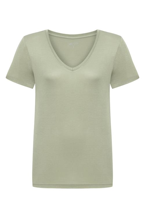  V YAKA KISA KOLLU VİSKON T-SHIRT