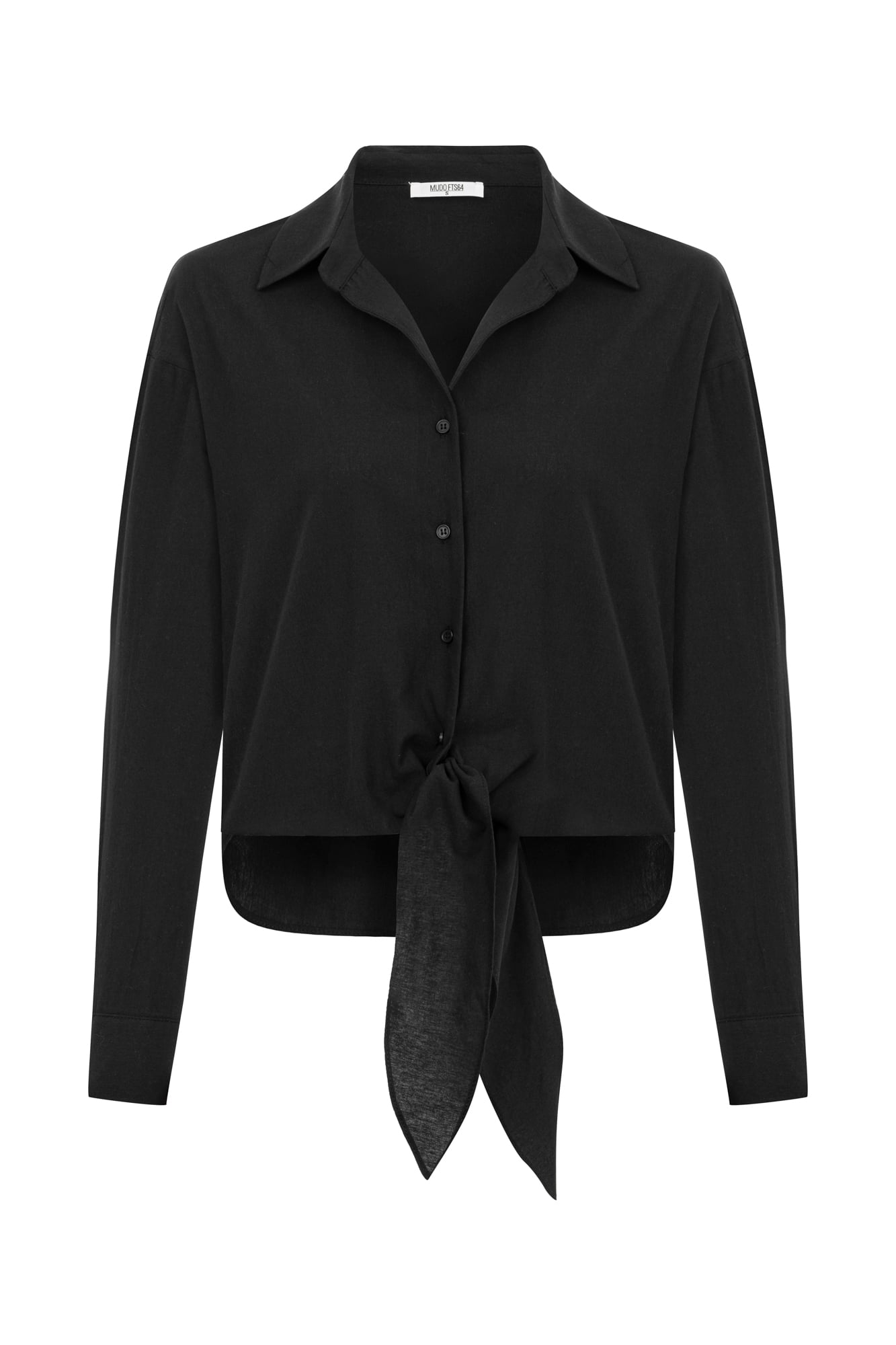 BAĞLAMA DETAYLI RAHAT KESİM GÖMLEK