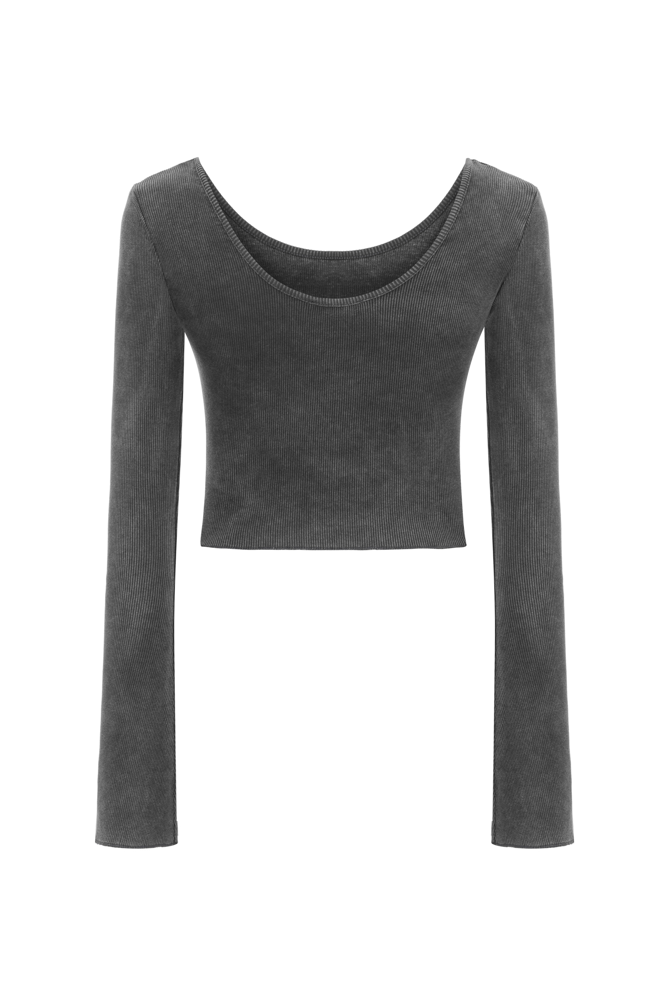 FİTİLLİ AÇIK YAKA UZUN KOLLU T-SHIRT