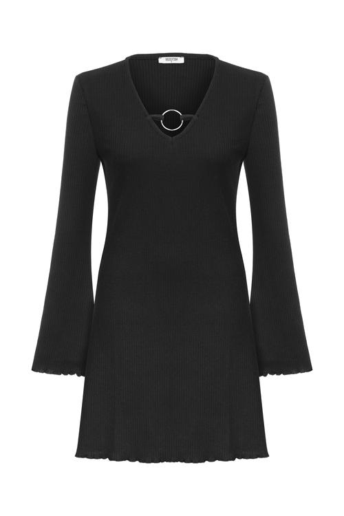  UZUN KOLLU MİNİ ELBİSE