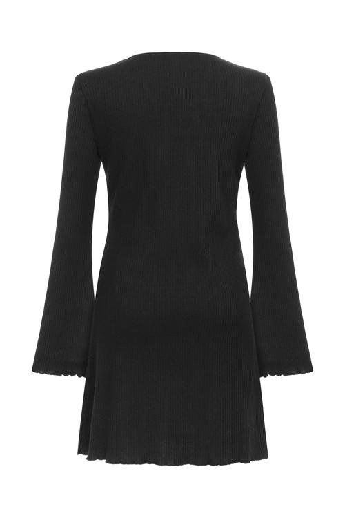  UZUN KOLLU MİNİ ELBİSE