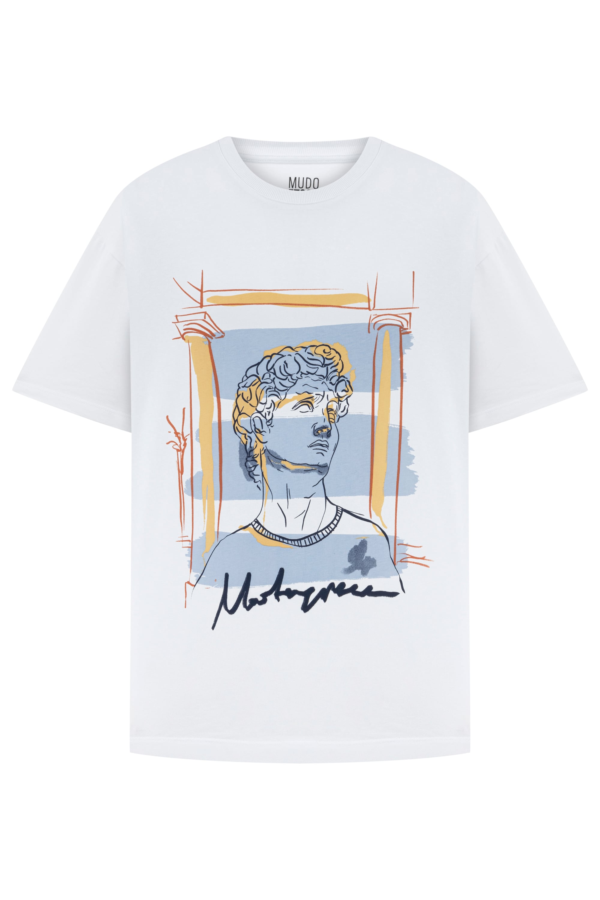 BASKILI BİSİKLET YAKA KISA KOLLU T-SHIRT