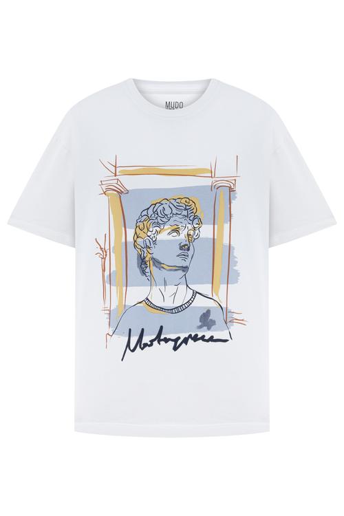  BASKILI BİSİKLET YAKA KISA KOLLU T-SHIRT