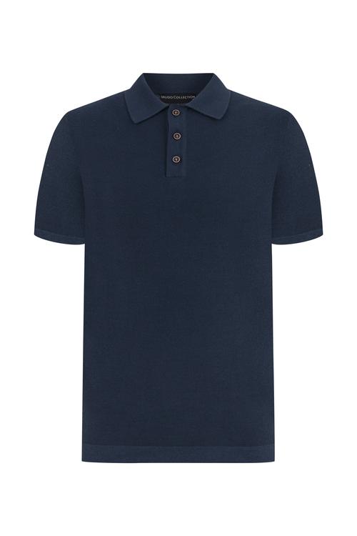  Erkek Lacivert Polo Yaka Kısa Kollu Triko