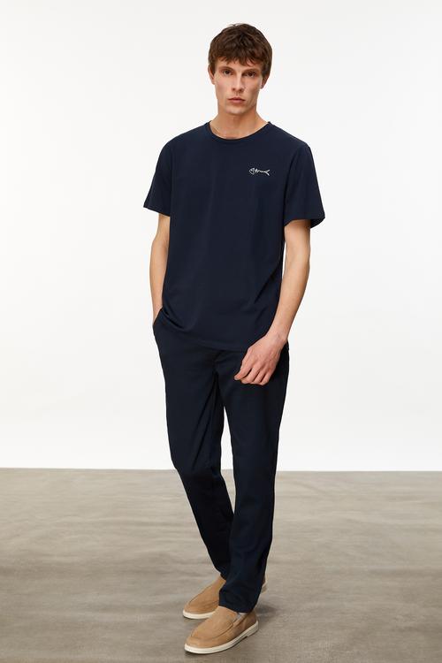  MARİN BASKILI BİSİKLET YAKA KISA KOLLU T-SHIRT