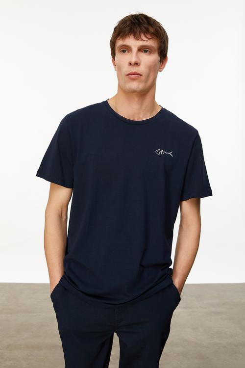  MARİN BASKILI BİSİKLET YAKA KISA KOLLU T-SHIRT