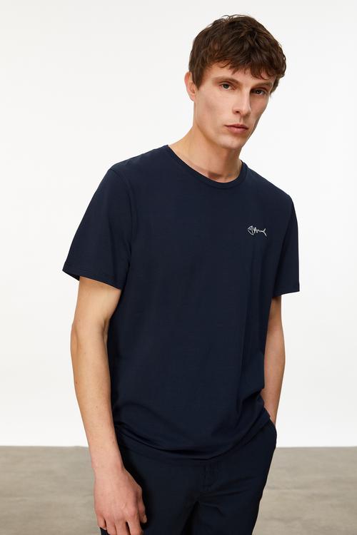  MARİN BASKILI BİSİKLET YAKA KISA KOLLU T-SHIRT