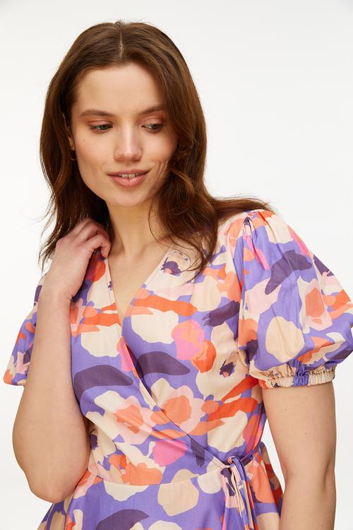  ÇİÇEK DESENLİ MİNİ KRUVAZE ELBİSE