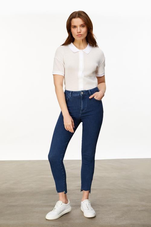  ÇİZGİLİ KISA KOLLU TRİKO BLUZ