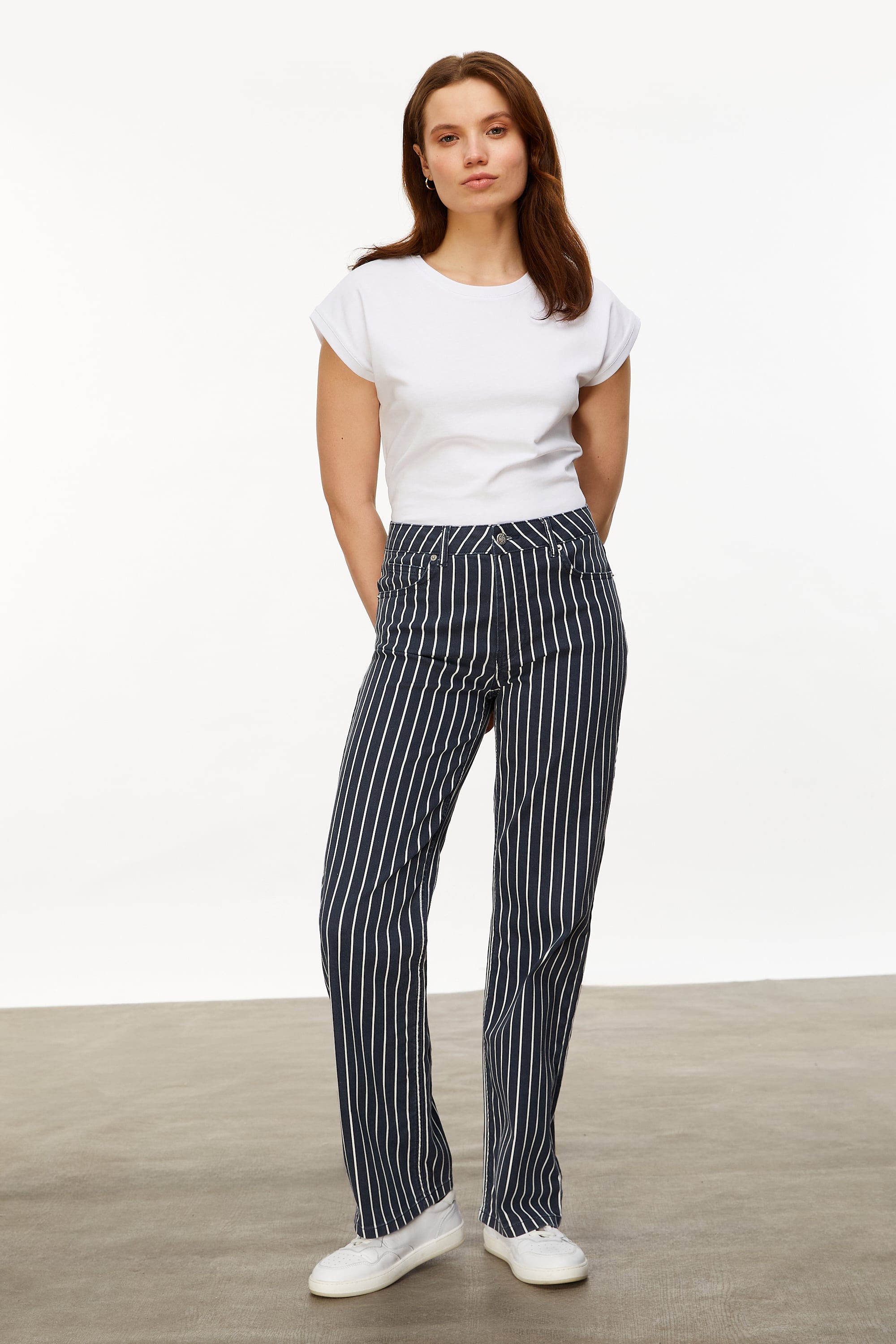 ÇİZGİLİ STRAIGHT FIT JEAN PANTOLON