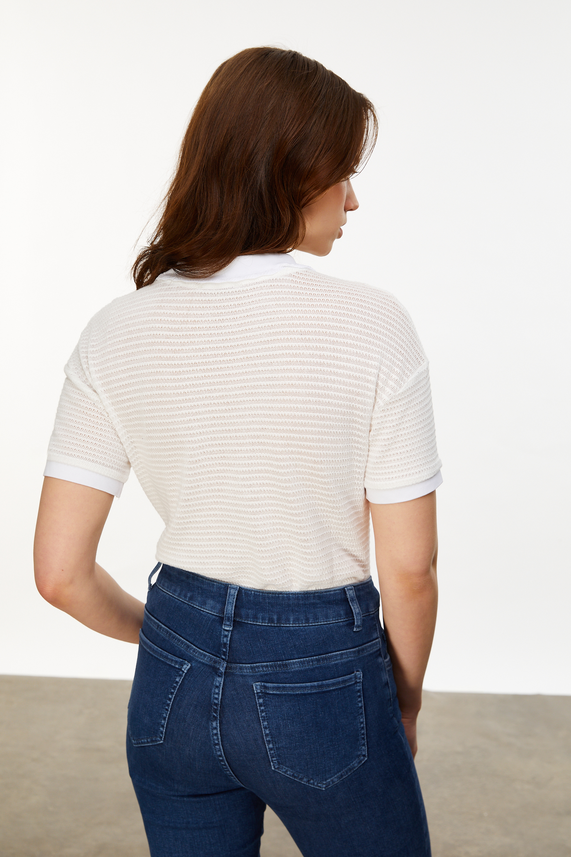 ÇİZGİLİ KISA KOLLU TRİKO BLUZ