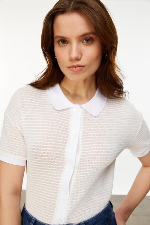  ÇİZGİLİ KISA KOLLU TRİKO BLUZ