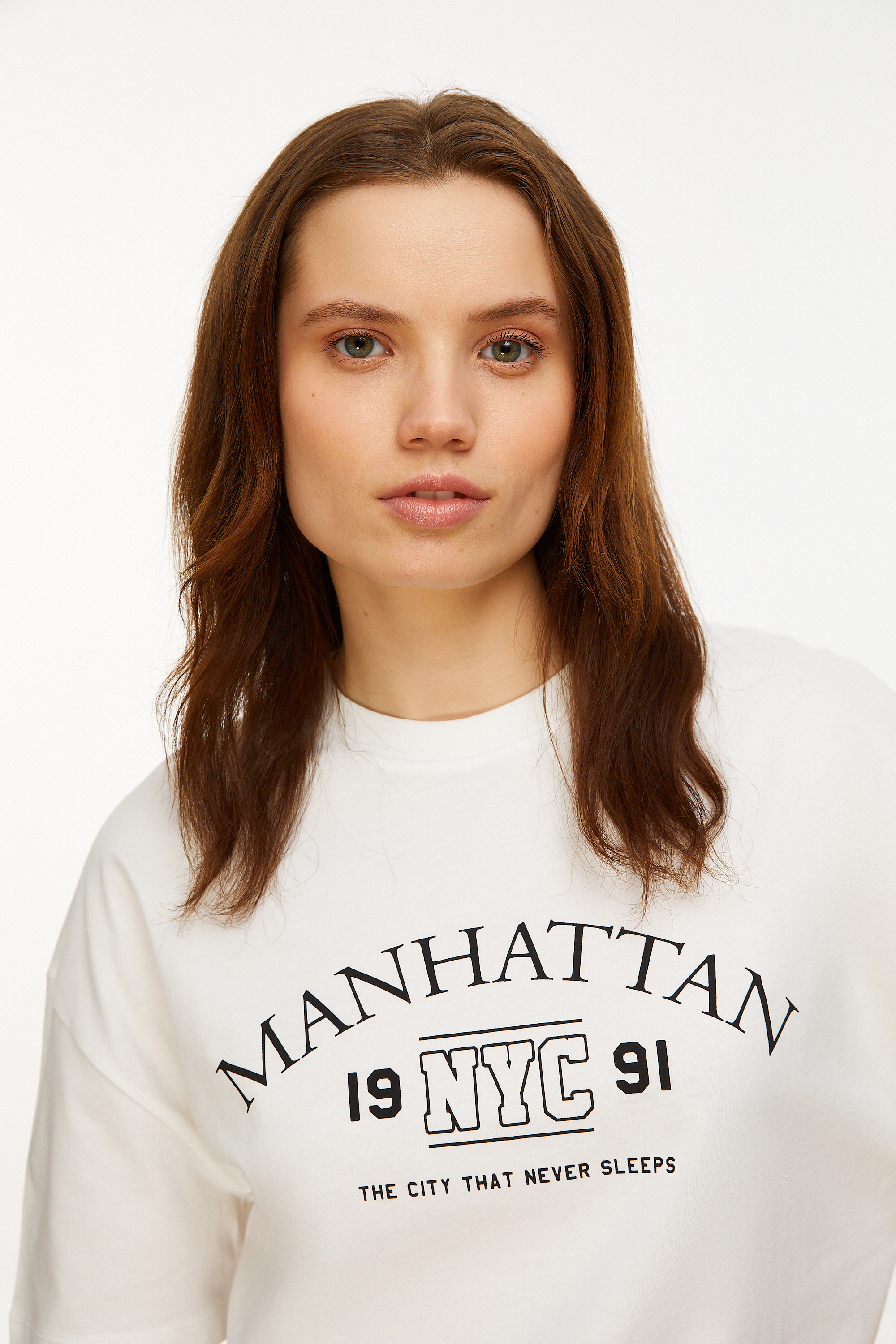 BASKILI BİSİKLET YAKA KISA KOLLU T-SHIRT