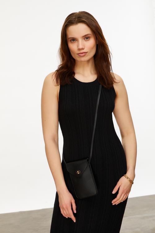  FİTİLLİ KOLSUZ MİDİ TRİKO ELBİSE