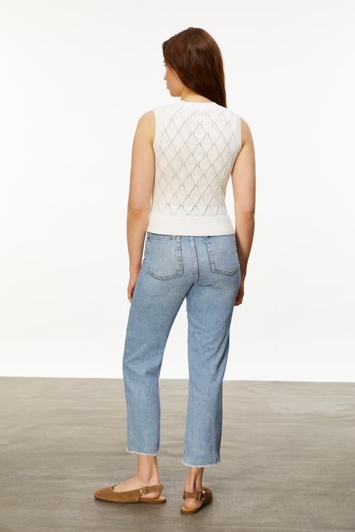  KESİK UÇLU CROP FLARE JEAN PANTOLON