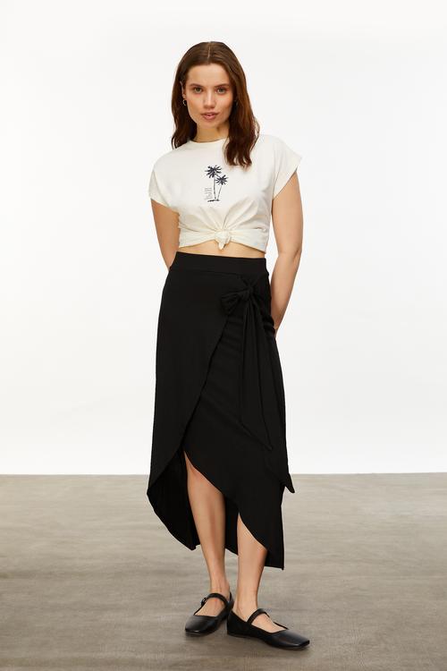  DOKULU KRUVAZE MİDİ ETEK