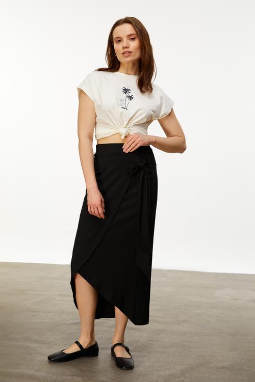  DOKULU KRUVAZE MİDİ ETEK