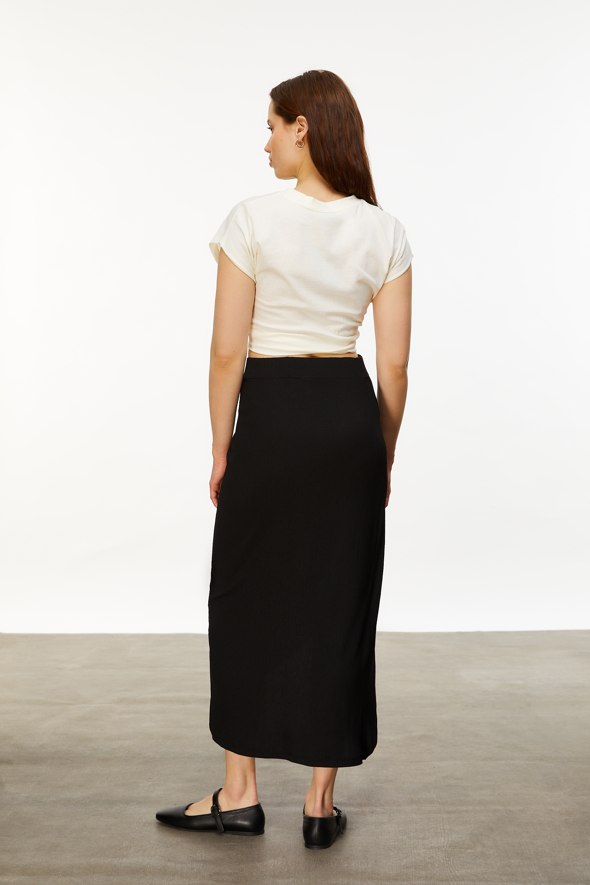 DOKULU KRUVAZE MİDİ ETEK