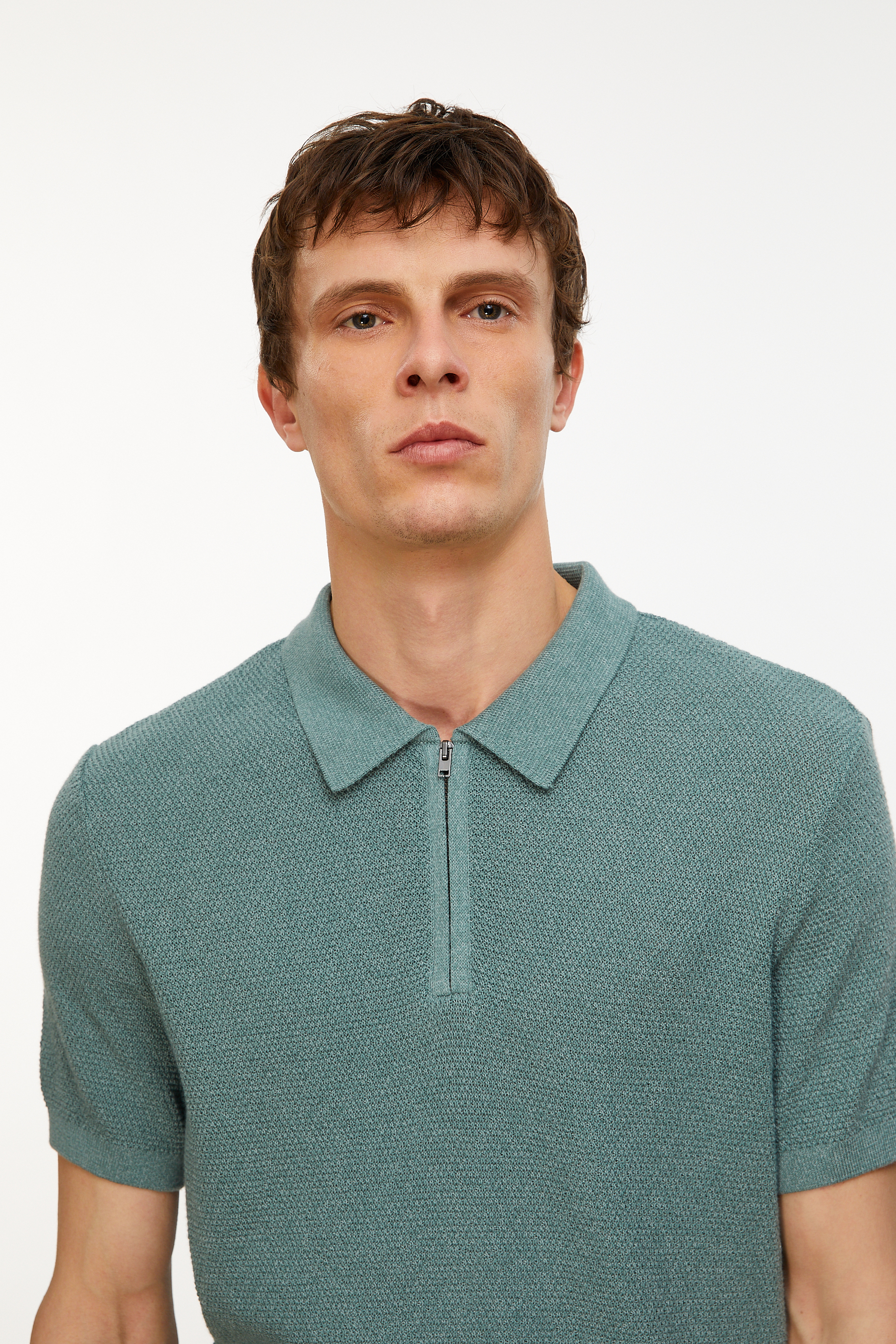 DOKULU POLO YAKA KISA KOLLU TRİKO