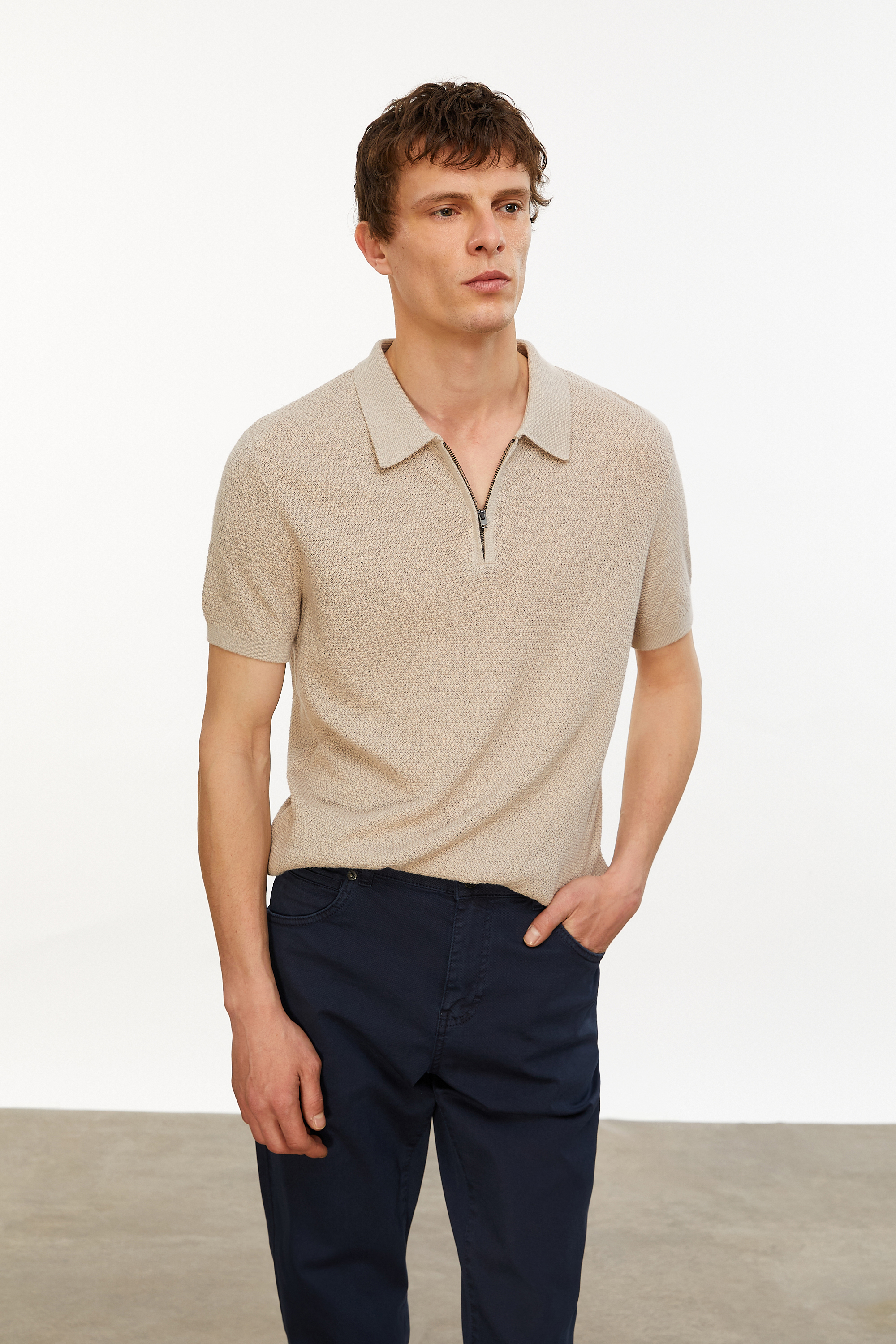 DOKULU POLO YAKA KISA KOLLU TRİKO