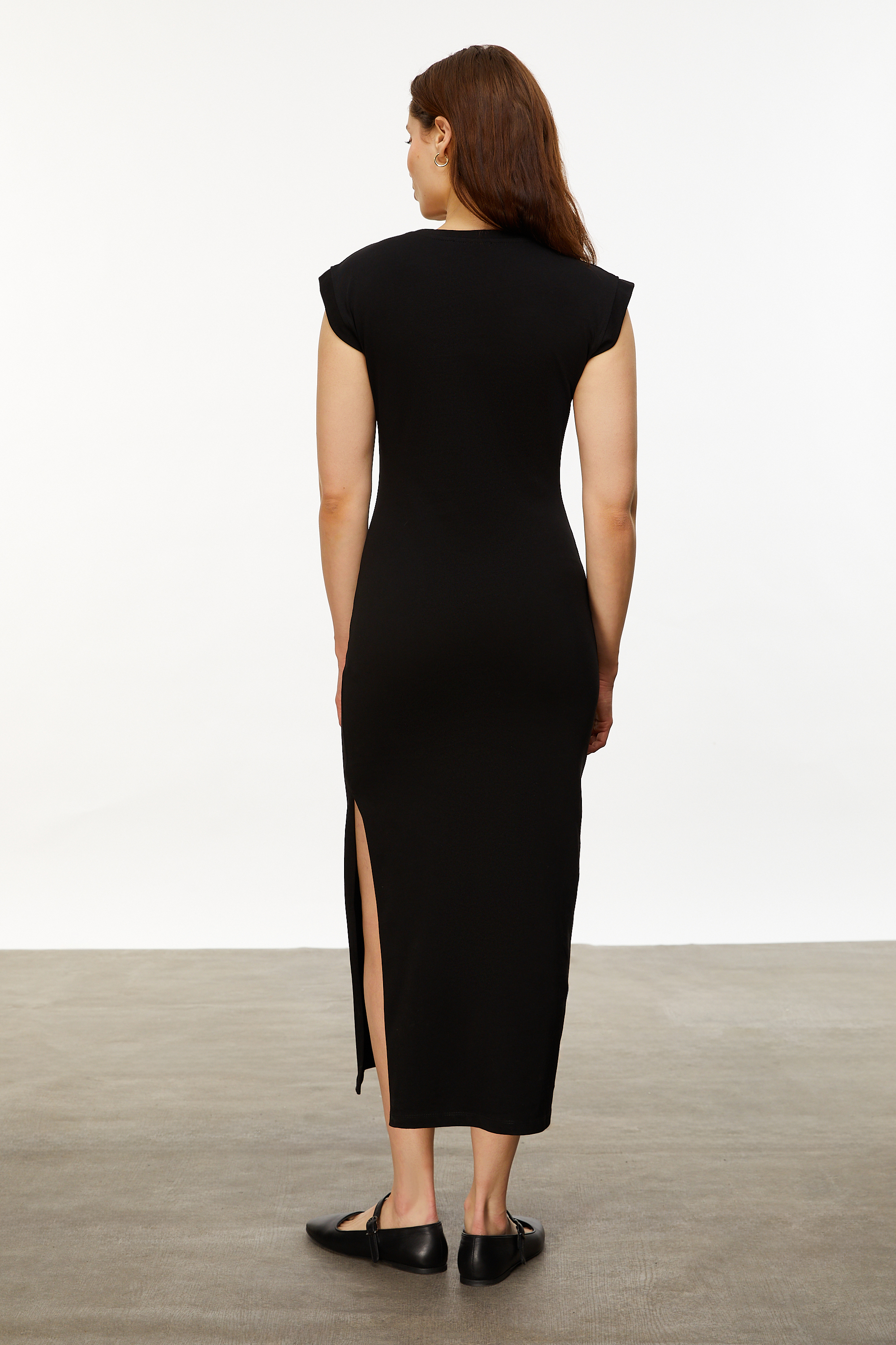 BİSİKLET YAKA UZUN ÖRME ELBİSE