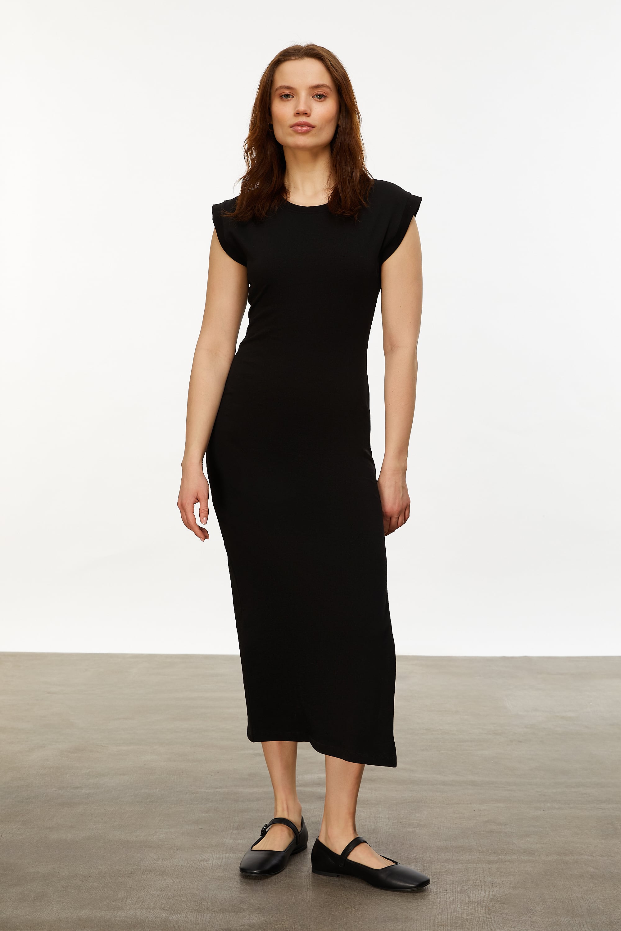 BİSİKLET YAKA UZUN ÖRME ELBİSE