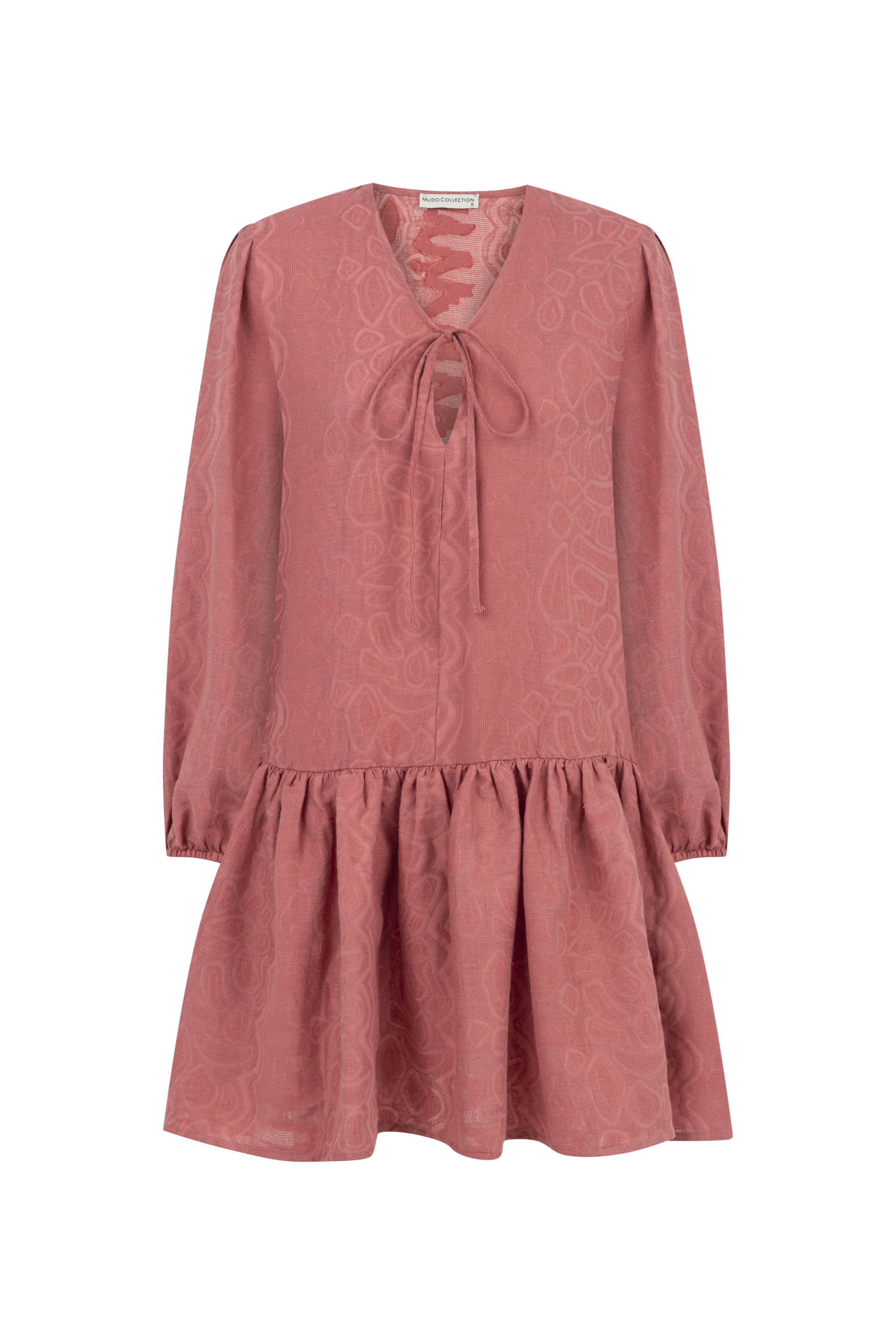 KETEN KARIŞIMLI MİNİ KLOŞ ELBİSE