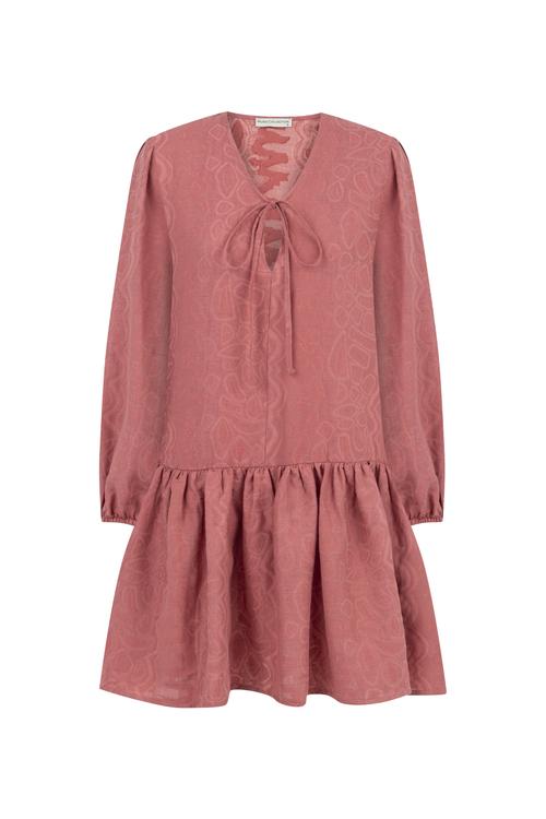  KETEN KARIŞIMLI MİNİ KLOŞ ELBİSE