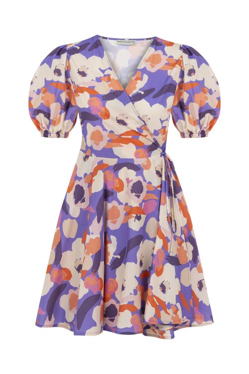  ÇİÇEK DESENLİ MİNİ KRUVAZE ELBİSE