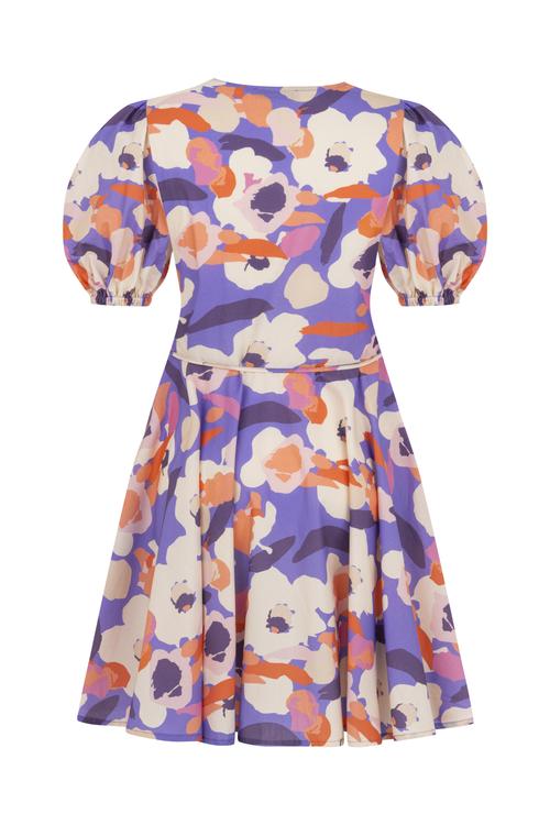  ÇİÇEK DESENLİ MİNİ KRUVAZE ELBİSE