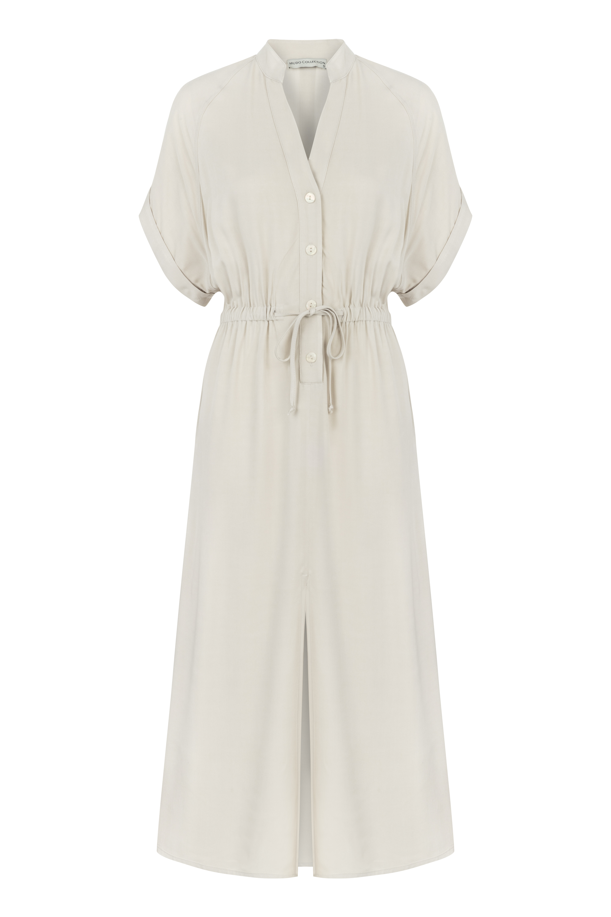 BAĞLAMA DETAYLI TENCEL MİDİ ELBİSE