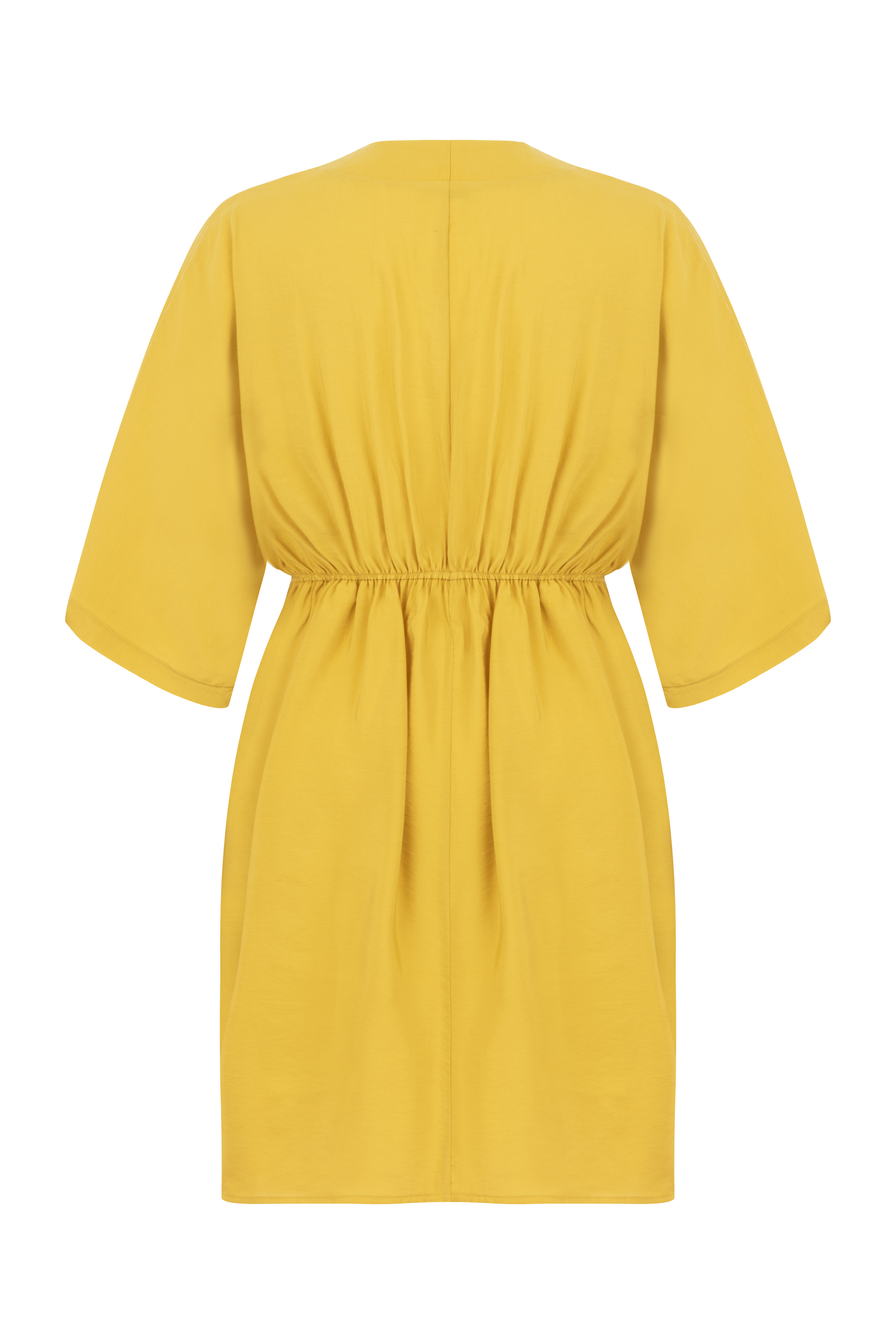 MODAL KARIŞIMLI V YAKA MİNİ ELBİSE