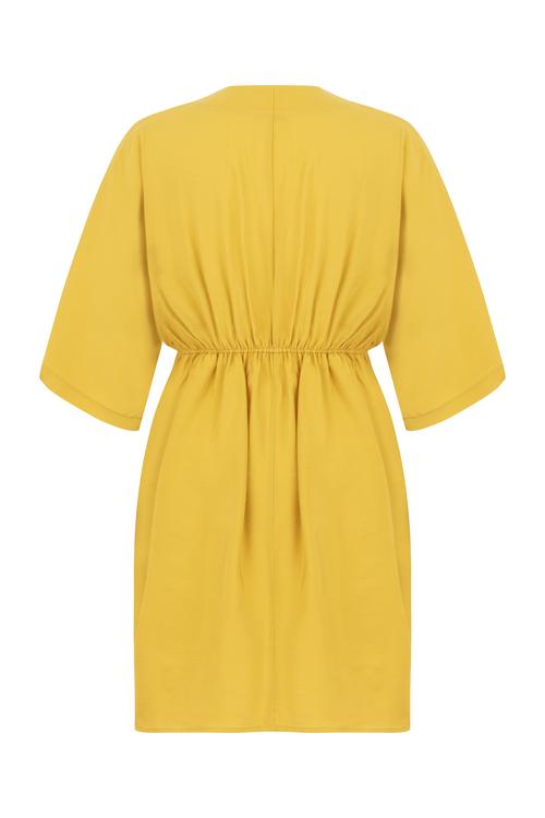  MODAL KARIŞIMLI V YAKA MİNİ ELBİSE