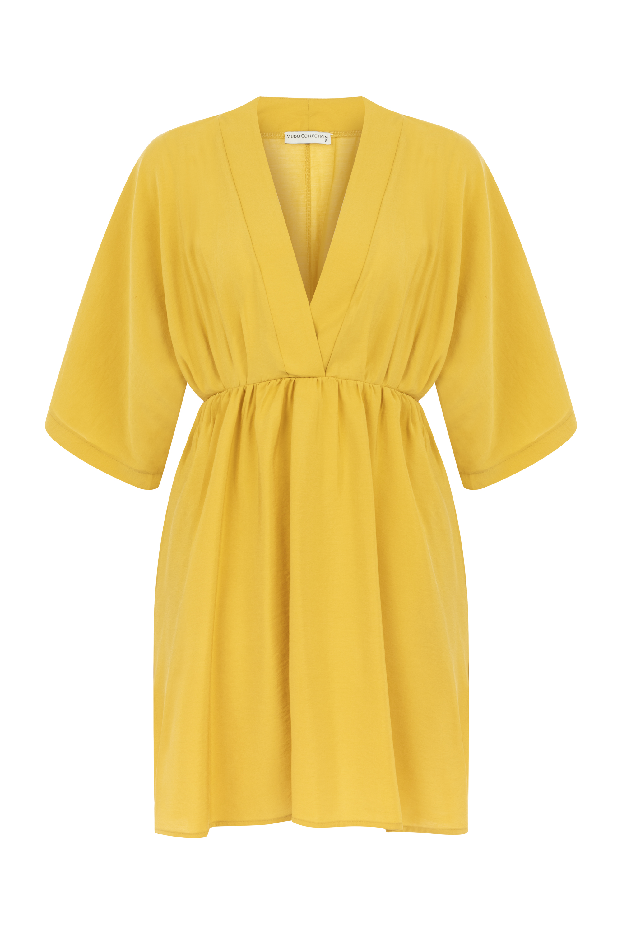 MODAL KARIŞIMLI V YAKA MİNİ ELBİSE