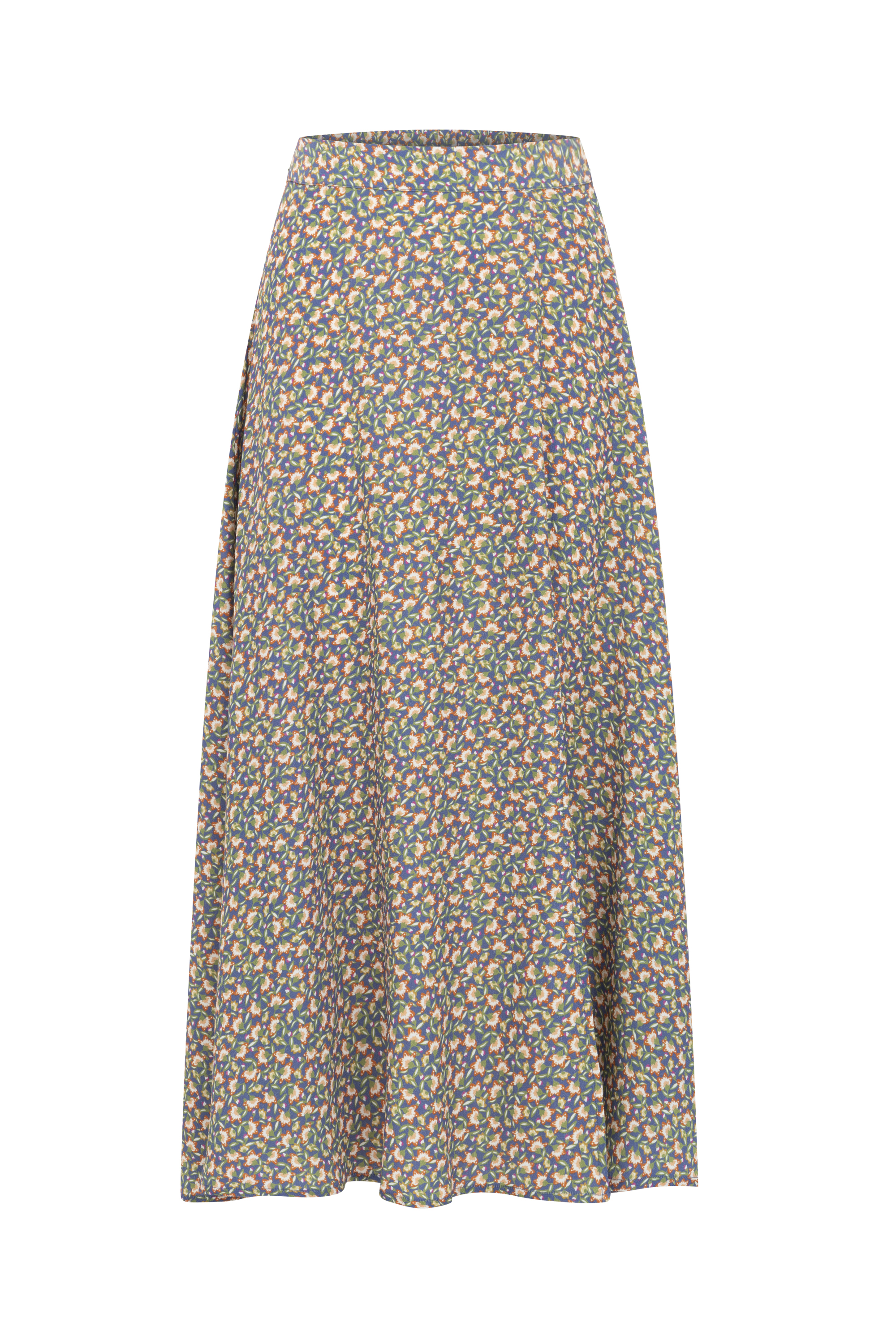 ÇİÇEK DESENLİ YIRTMAÇLI UZUN ETEK