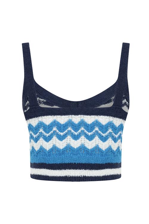  ÇİZGİLİ ASKILI CROP BLUZ