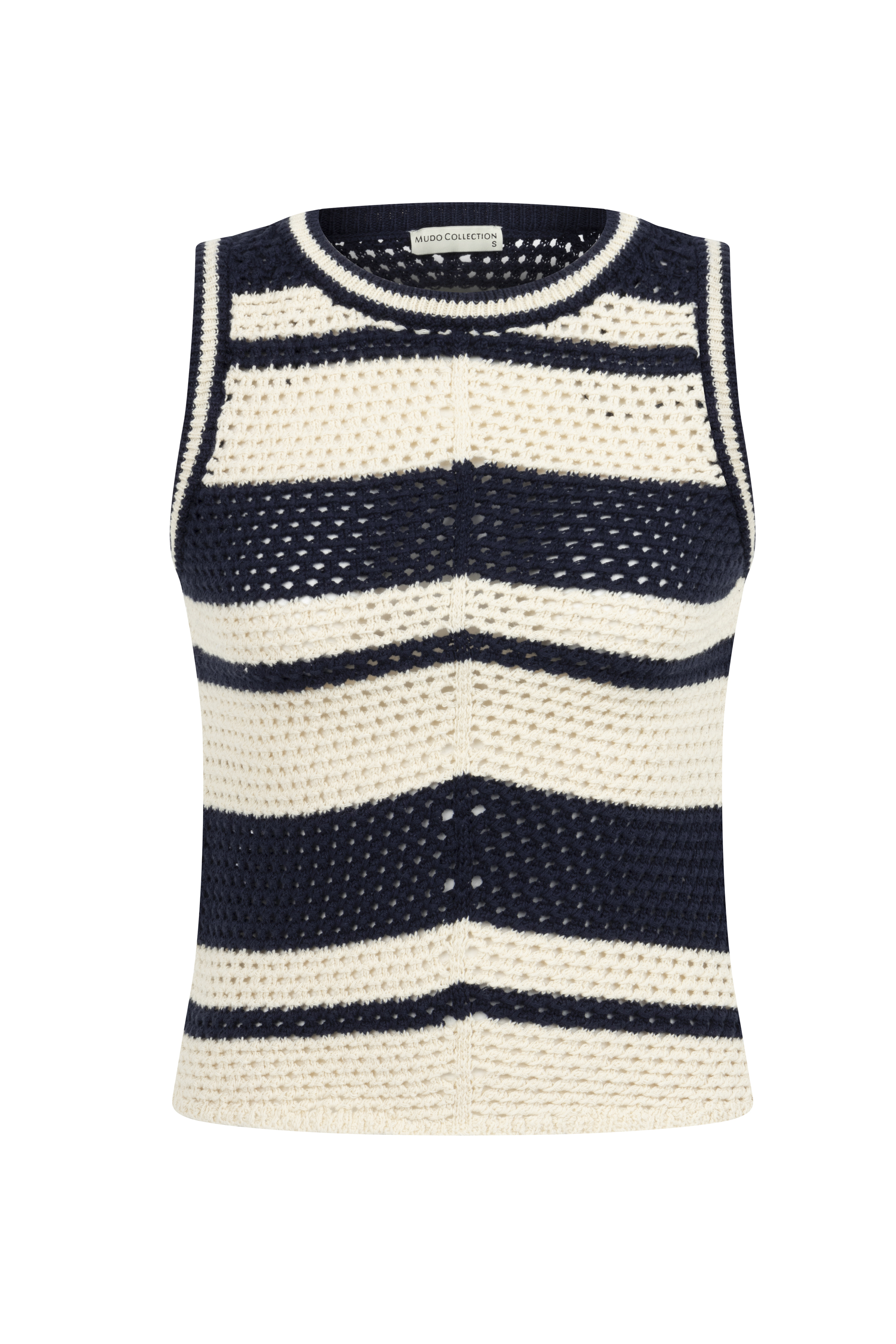 AJURLU ÇİZGİLİ KOLSUZ TRİKO