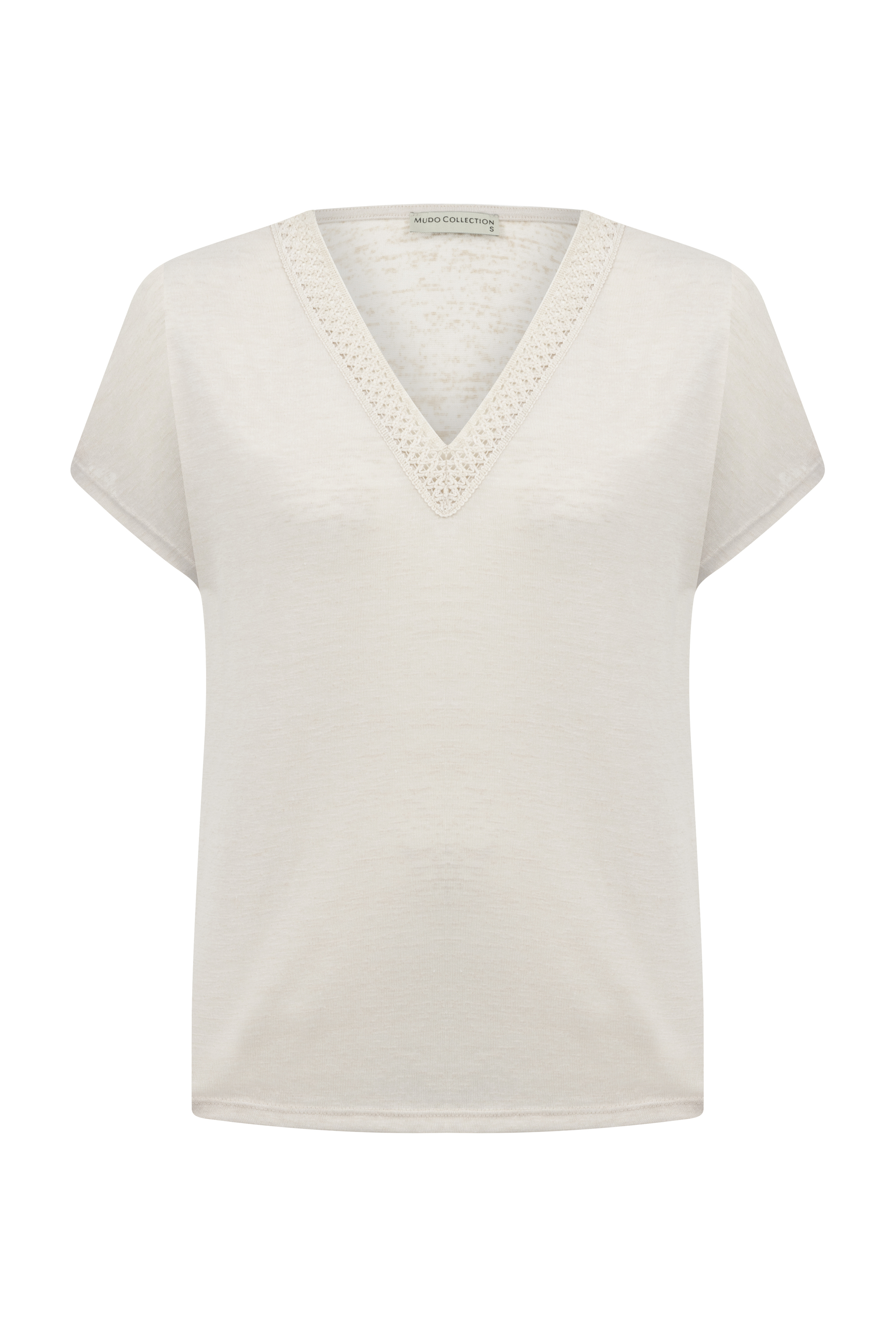 DETAYLI V YAKA KISA KOLLU T-SHIRT