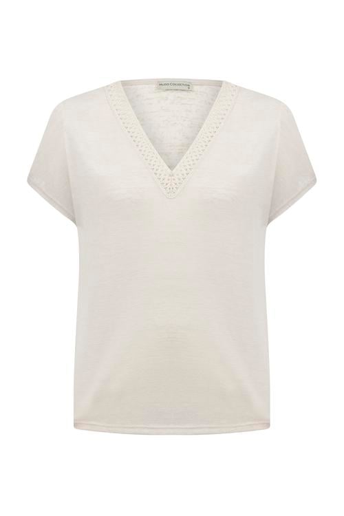  DETAYLI V YAKA KISA KOLLU T-SHIRT