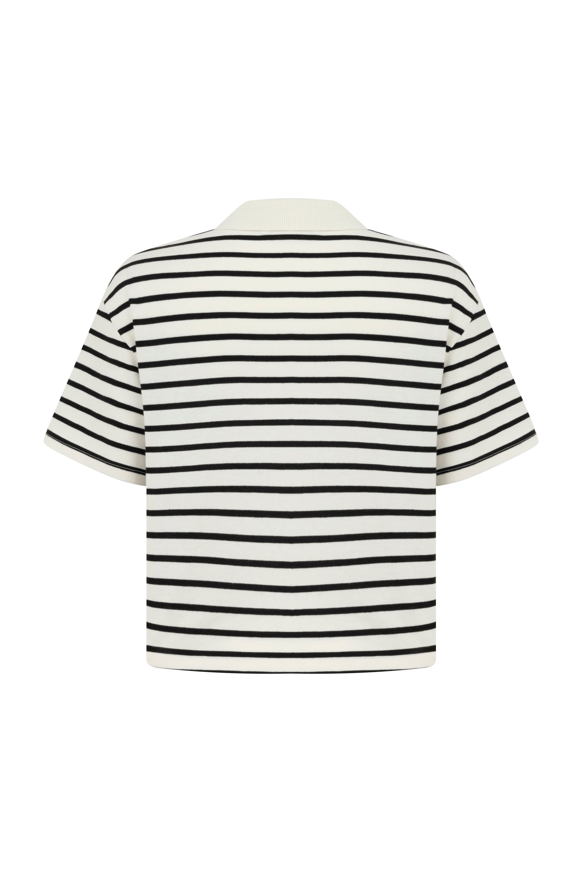 ÇİZGİLİ POLO YAKA CROP T-SHIRT