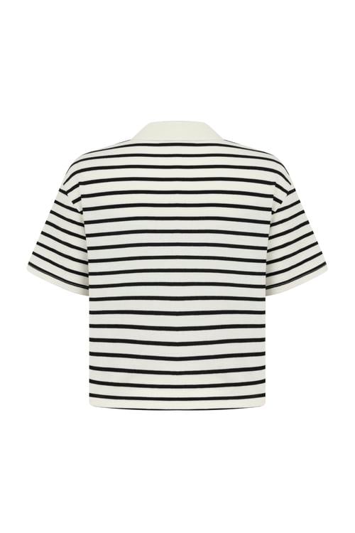  ÇİZGİLİ POLO YAKA CROP T-SHIRT