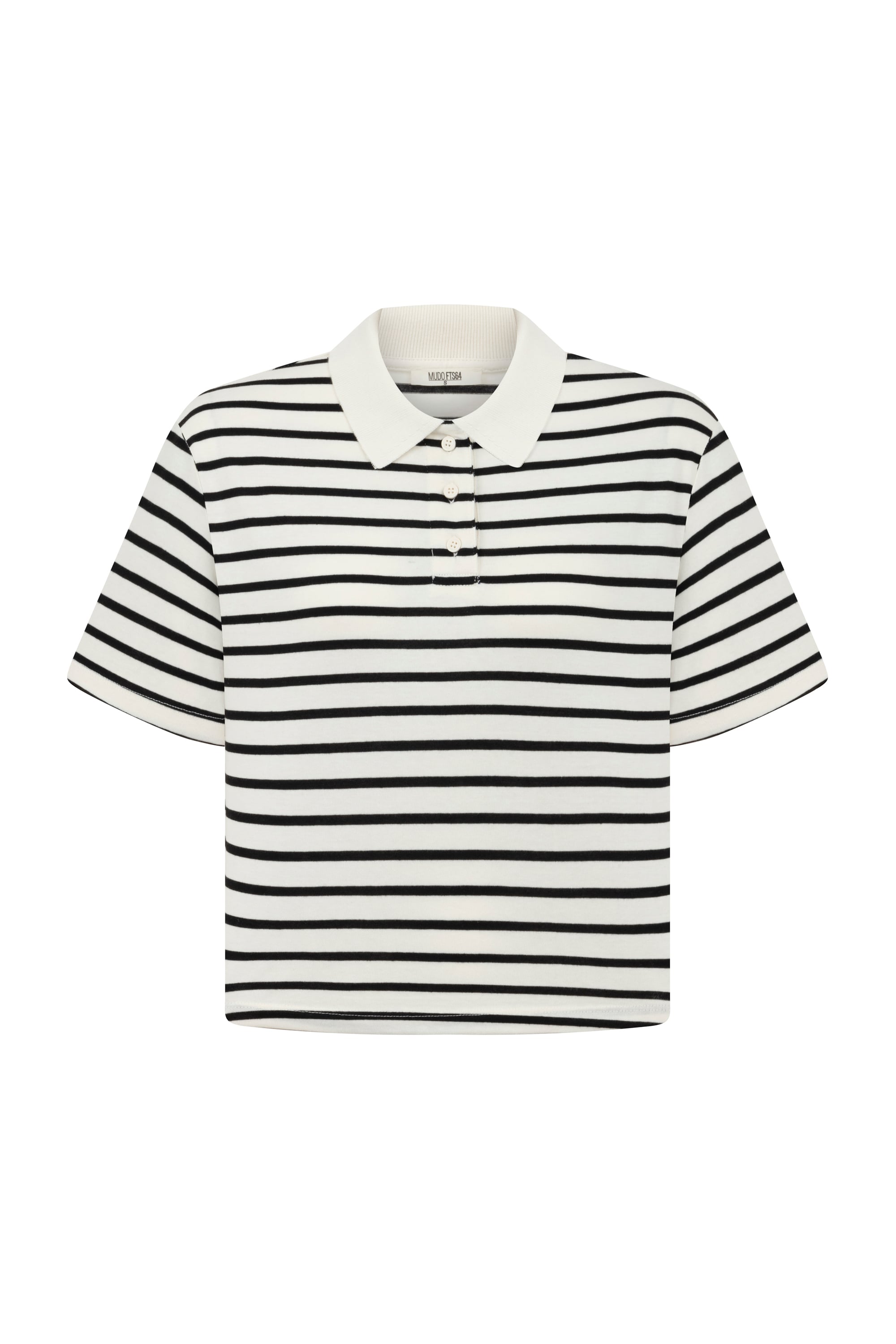 ÇİZGİLİ POLO YAKA CROP T-SHIRT