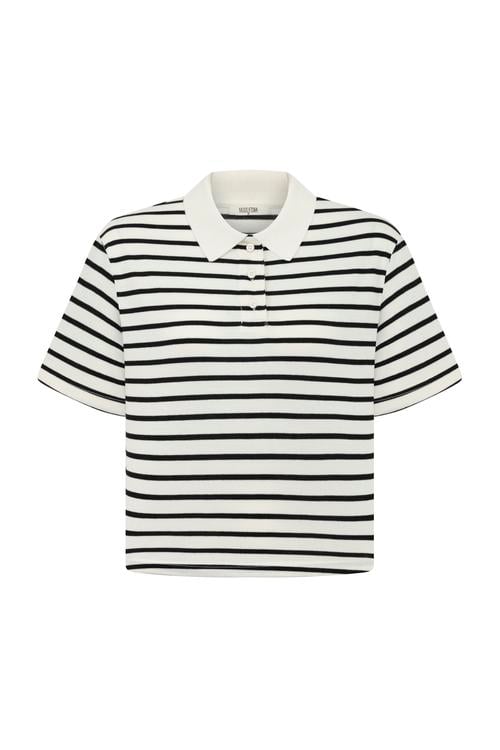  ÇİZGİLİ POLO YAKA CROP T-SHIRT