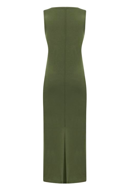  V YAKA UZUN TRİKO ELBİSE